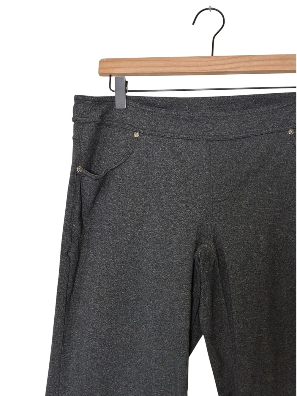 Athleta | Gray 2000’s Mid Rise flare stretch leggings yoga pants size LP